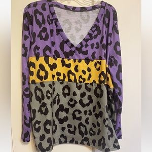 Purple, Yellow, and Gray Tiger Top⭐️